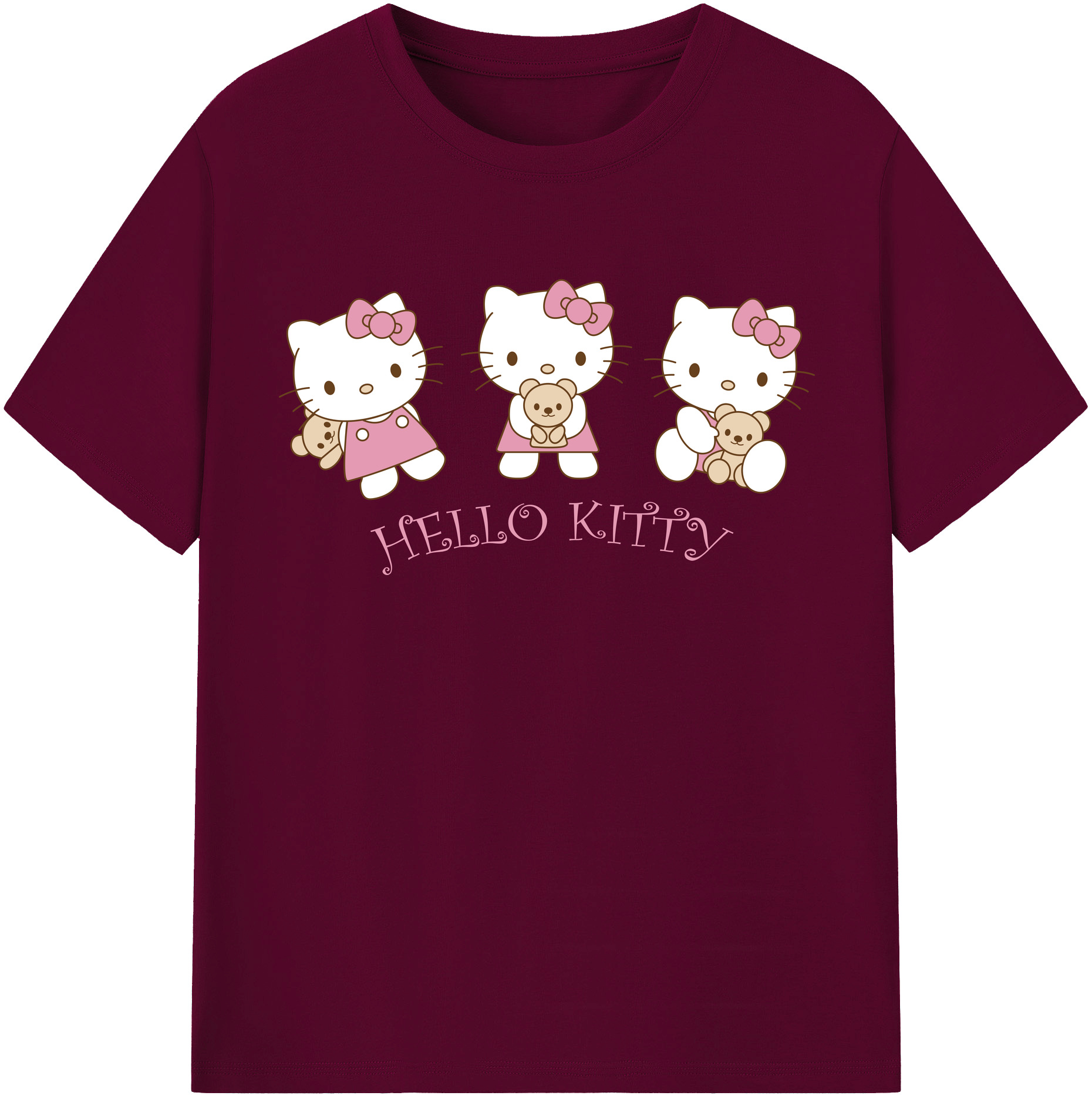 （画像用） Hello Kitty ハローキティ レディースカジュアルプリントTシャツ（綿100％）